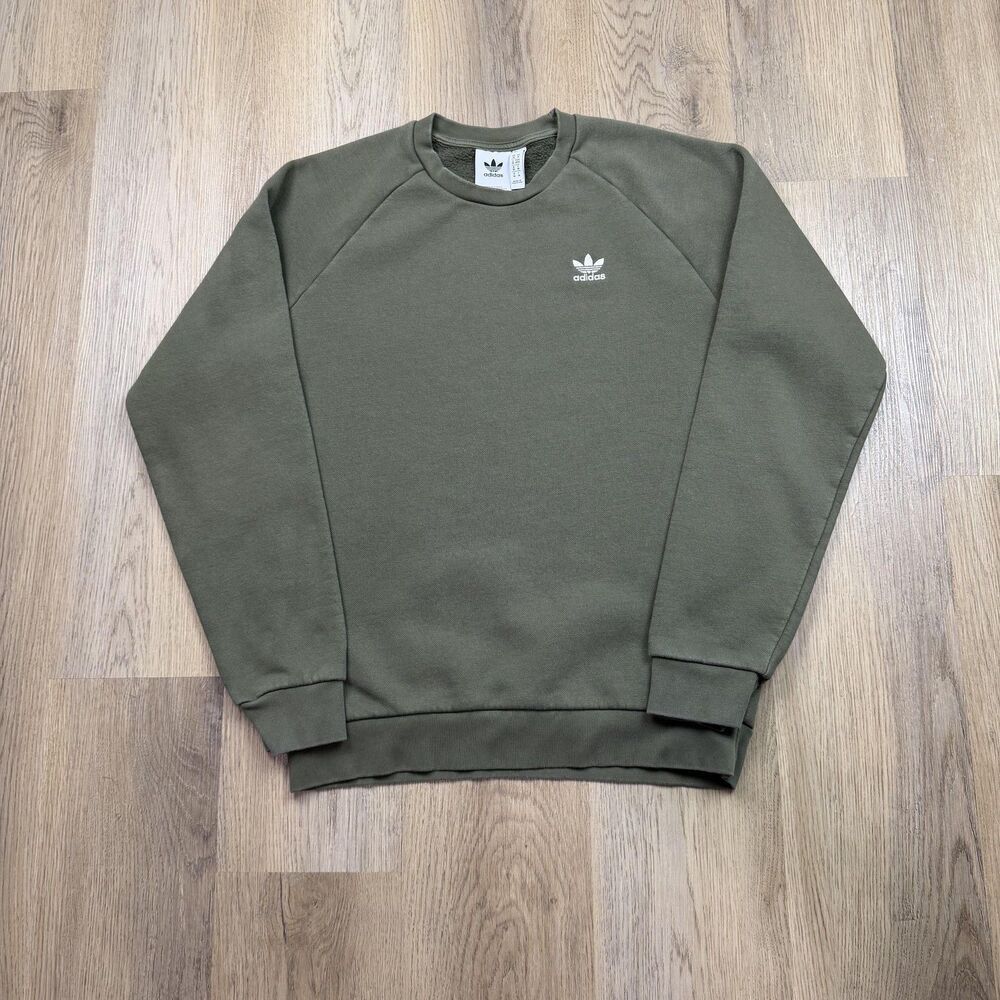 Adidas Originals Sweatshirt Mens Medium Green Trefoil Logo Crewneck Fleece
